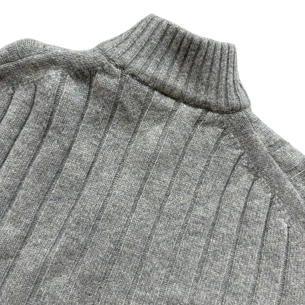VTG Y2K GAP 100% Lambswool Quarter Zip Sweater XXL Gray Rib Knit Winter Classic